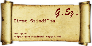 Girst Szimóna névjegykártya